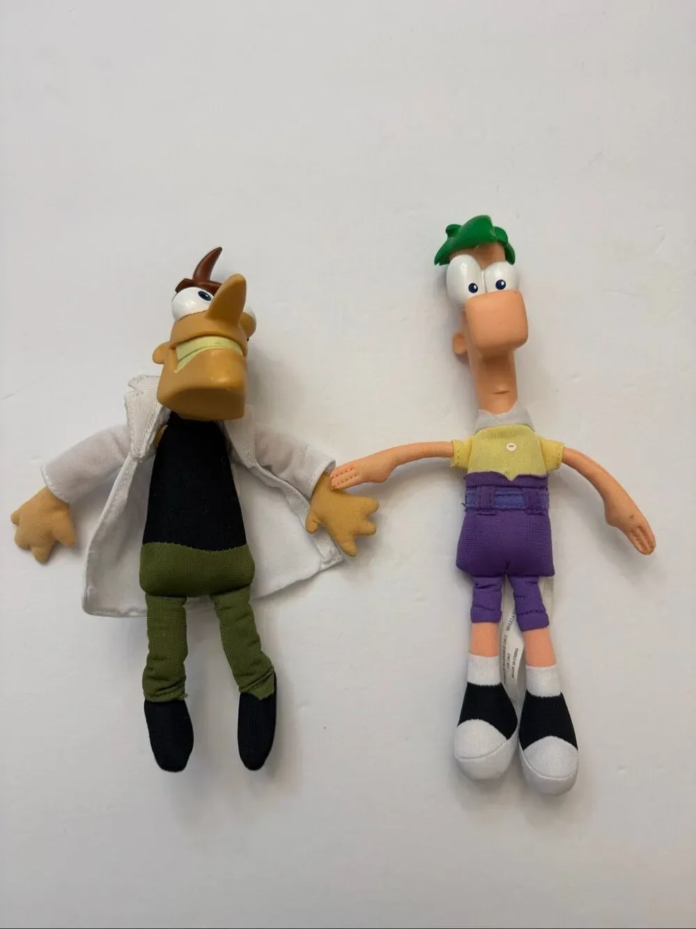 Jakks Phineas & Ferb Gabble Heads Plush Dolls & Dr. Doofenshmirtz NO SOUND